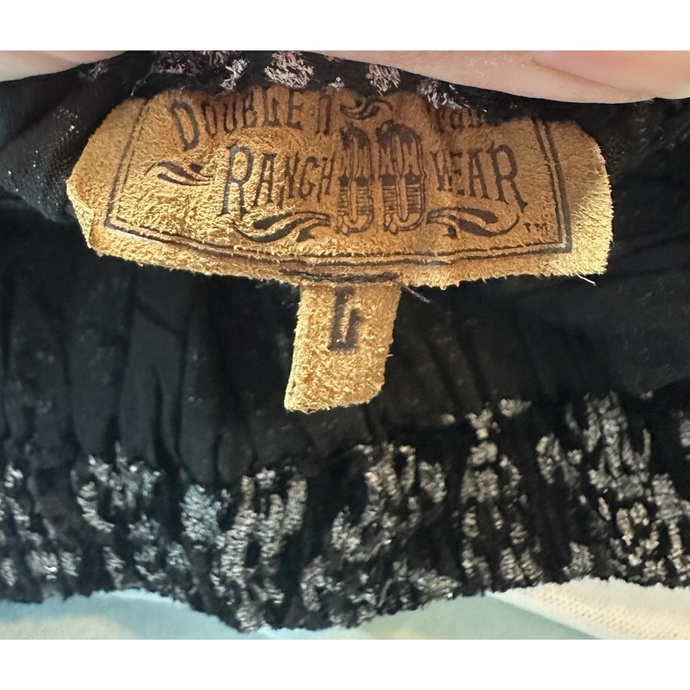Double D Ranch Wear LARGE Black Silver Velvet Pull On Tiered Maxi Romantic Skirt - Picture 8 of 14